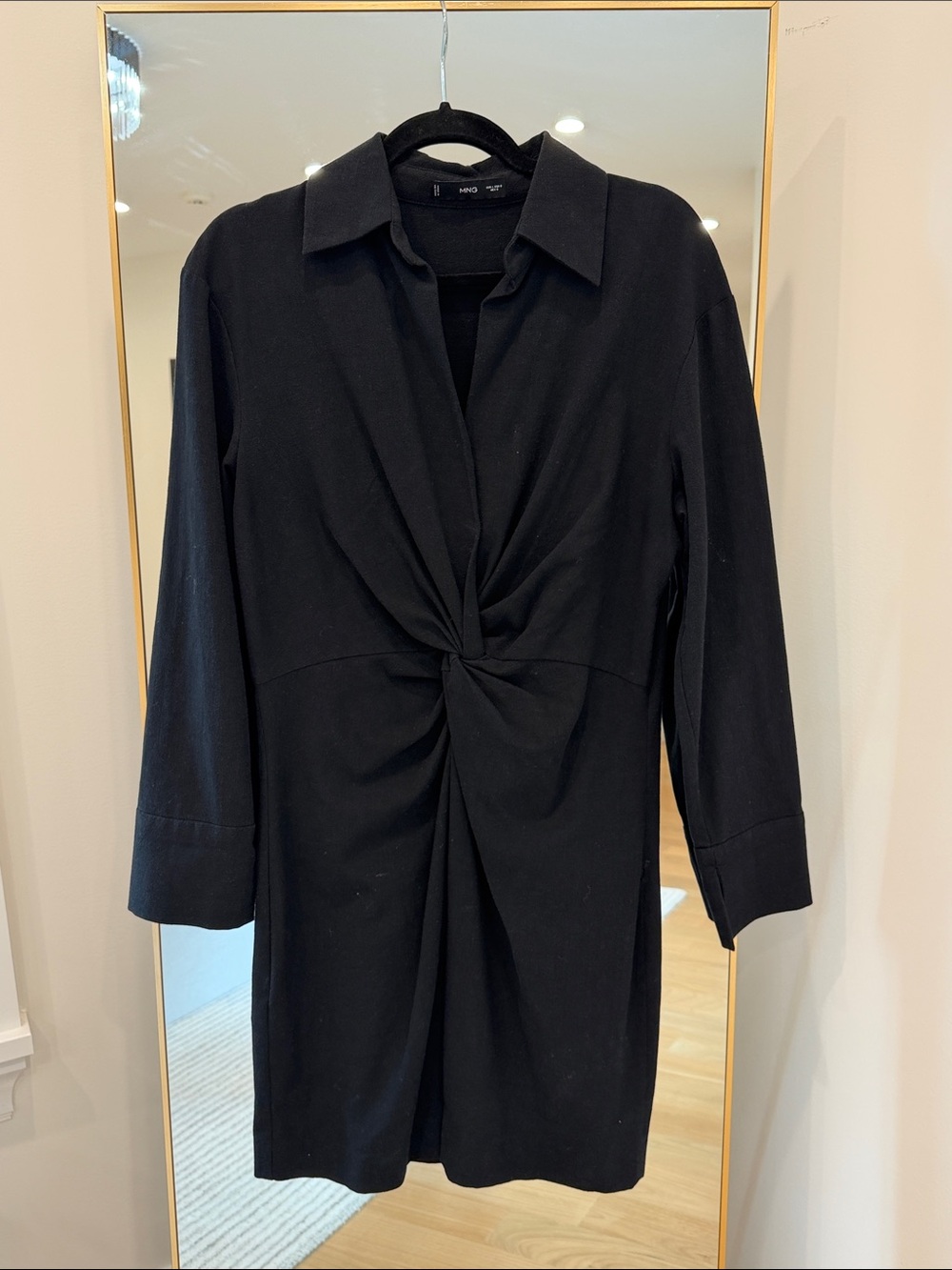 Mango Black Twist-Front Shirt Dress